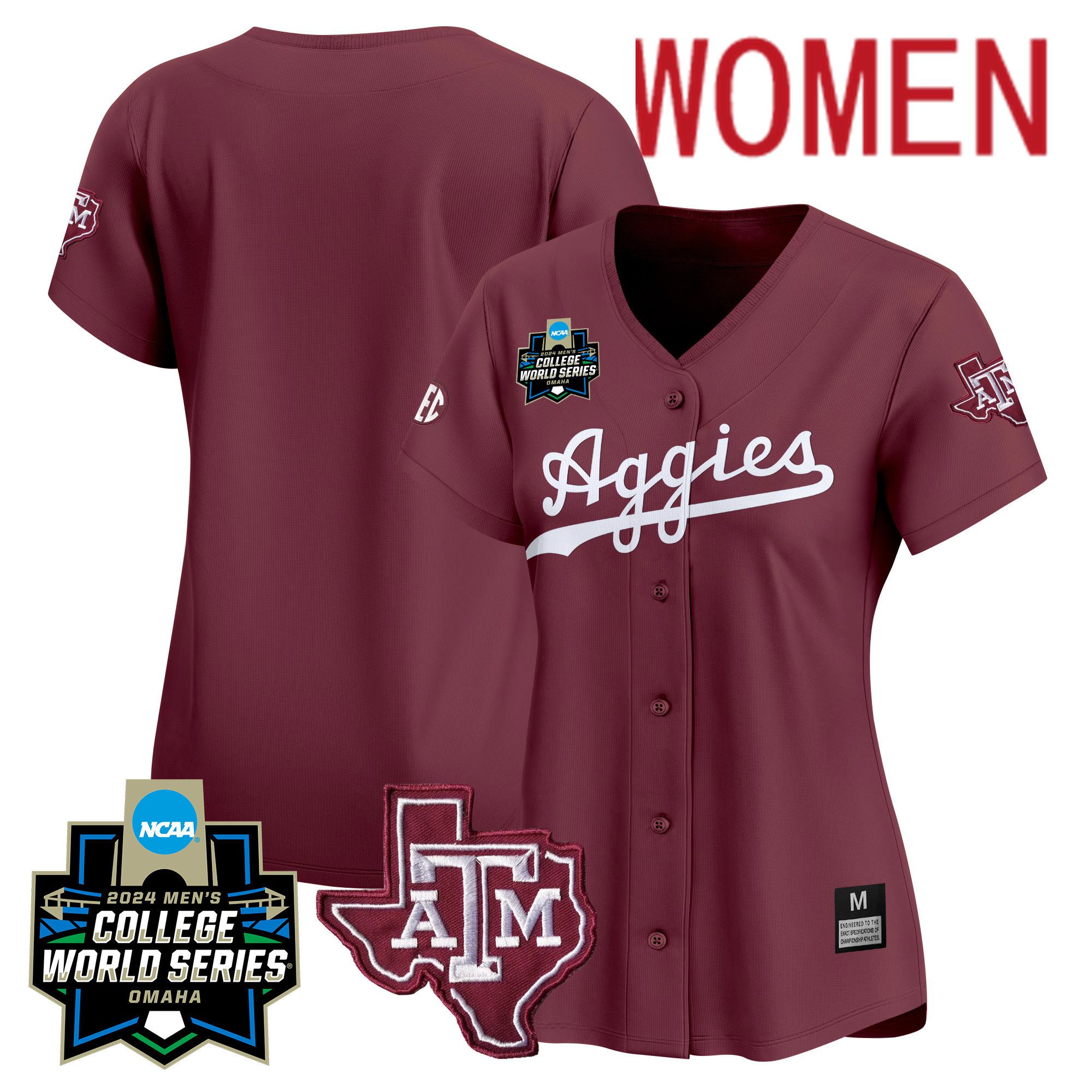 Women Texas A&M Aggies Blank Red 2024 College World Series Vapor Premier Limited NCAA Jersey->women nfl jersey->Women Jersey